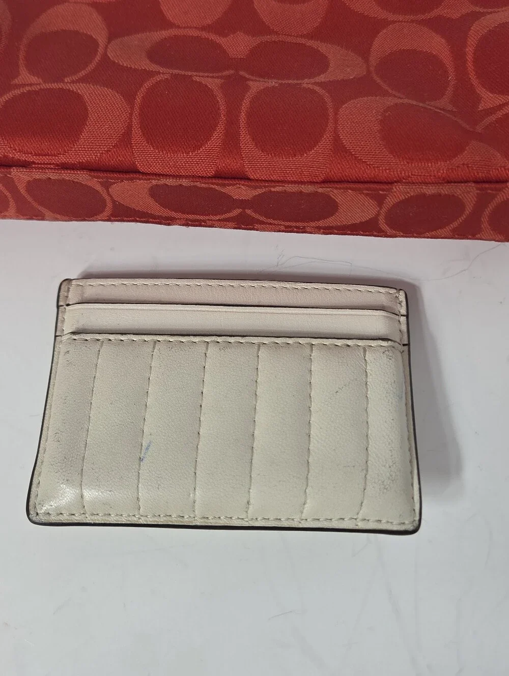 coach for estee lauder red canvas cosmetic case limited edition holiday 2010